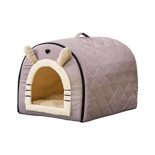 Gralara Haustier-Katzen-Hundehütte, weiches Zwingerbett, 2-in-1-Hundekatzenbett, warmes Nest für Innenkatzen im Freien, grau Gralara Haustier-Katzen-Hundehütte, weiches Zwingerbett, 2-in-1-Hundekatzenbett, warmes Nest für Innenkatzen im Freien, grau von Gralara