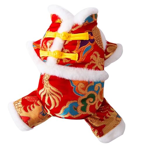 Gralara Haustierkostüm Hund Knoten Knöpfe Mantel Chinesisches Neujahr Hundekostüm Haustiere Tang-Anzug für Hunde von Gralara