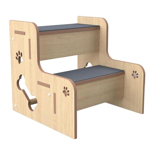 Gralara Hölzerne Haustreppenstamm Stieft Haustierversorgungen Welpentreppe Nicht -Slip, Katzenrampe für Sofa für kleine und ältere Tiere kleines Haustier, 2 Schichten von Gralara