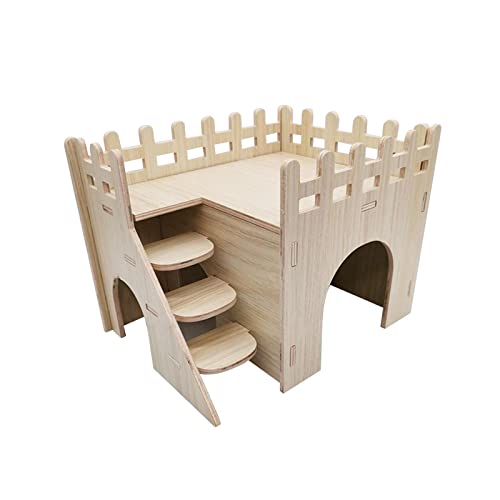 Gralara Hölzernes Hamsterhaus Nesting Villa Übungsspielzeug Einfach zu montieren Erkundungsspielzeug Peep Shed Cage Spielplatz für Mäuse Rennmäuse Igel, 20 cm x 15 cm x 15 cm von Gralara