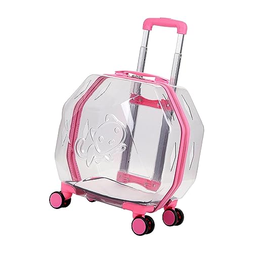 Gralara Katzen Trolley mit Leisen Rädern, Hundetransporter, Atmungsaktive Tragetasche, für Welpen, Hunderucksack, Haustiertransporter Rucksack für Reisen, Wan, Vollklares Rosa von Gralara