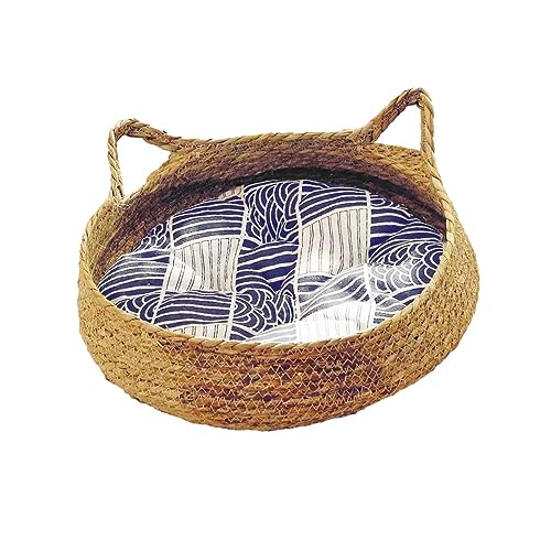 Gralara Katzenbettkorb, Katzenkratzbrett, langlebiges Katzenhaus, Bequeme Katzenlounge, Katzenschlafbett für Katzen im Innenbereich, L 43x43x14cm von Gralara