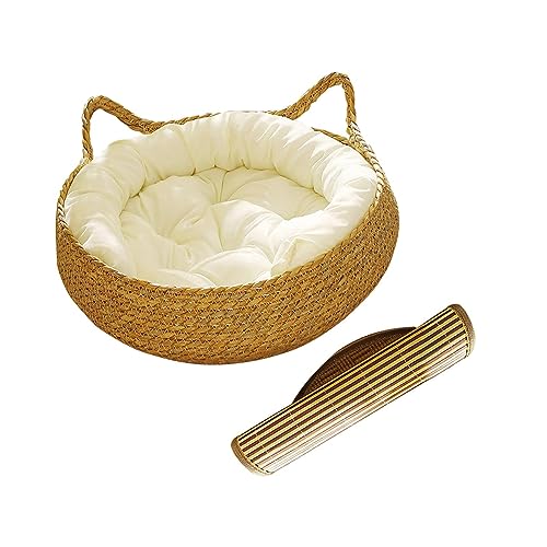 Gralara Katzenbettkorb, Nest, Waschbar, Katzenkratzer, Haus, Katzenkratzbrett für Kaninchen, Kleine Hunde, Kätzchen, Große Katzen, Zubehör, Weißes Kissen 38x13cm Gralara Katzenbettkorb, Nest, Waschbar, Katzenkratzer, Haus, Katzenkratzbrett für Kaninchen, Kleine Hunde, Kätzchen, Große Katzen, Zubehör, Weißes Kissen 38x13cm von Gralara