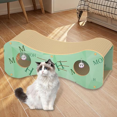 Gralara Katzenkratz-Lounge, Kratzunterlage, Spielzeug, interaktives Katzen-Lounge-Katzen-Etagenbett aus Pappe für Katzen, kleine Tiere, Kaninchen im, 2XL grün von Gralara