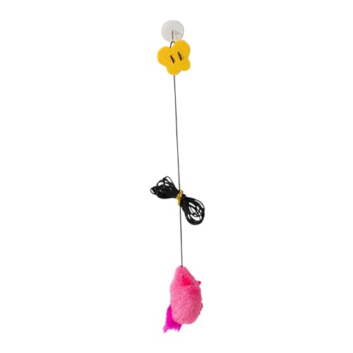 Gralara Katzenspielzeug mit hängender Maus, Katzenspielzeug, einziehbare, selbstspielende Plüschmäuse mit Ton, interaktives Spielzeug für das Spielen und, Rose Rot von Gralara