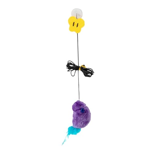 Gralara Katzenspielzeug mit hängender Maus, Katzenspielzeug, einziehbare, selbstspielende Plüschmäuse mit Ton, interaktives Spielzeug für das Spielen und, violett von Gralara