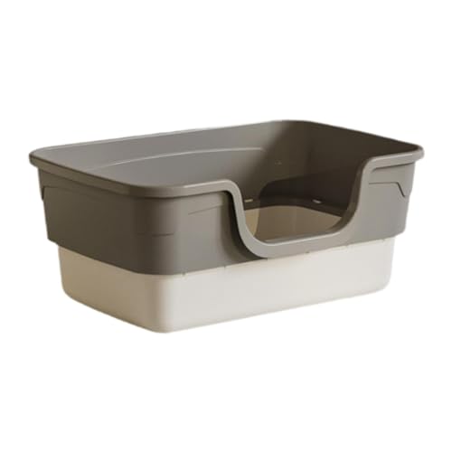 Gralara Katzentoilette mit offener Oberseite, Katzentoilette, spritzwassergeschützte Katzenbettpfanne, stabil, leicht zu reinigen, Töpfchentoilette für, grau L Gralara Katzentoilette mit offener Oberseite, Katzentoilette, spritzwassergeschützte Katzenbettpfanne, stabil, leicht zu reinigen, Töpfchentoilette für, grau L von Gralara