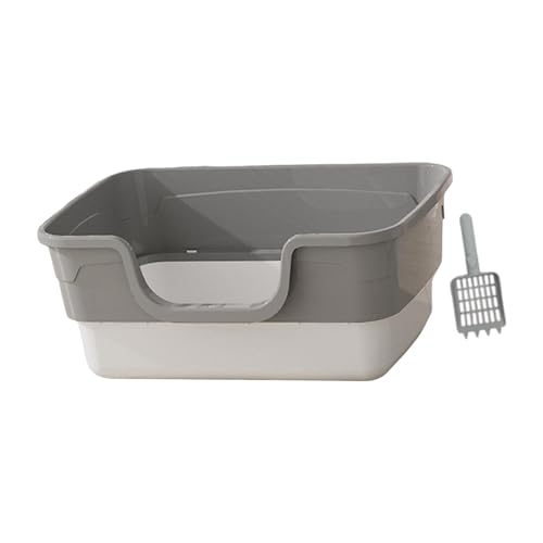 Gralara Katzentoilette mit offener Oberseite, niedriger Einstieg, Tierbedarf, Katzenbettpfanne, leicht zu reinigen, Sandkasten, spritzwassergeschützt, grau, l Gralara Katzentoilette mit offener Oberseite, niedriger Einstieg, Tierbedarf, Katzenbettpfanne, leicht zu reinigen, Sandkasten, spritzwassergeschützt, grau, l von Gralara