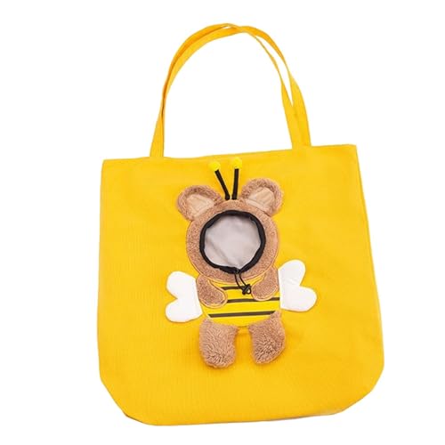 Gralara Katzentragetasche Tragetasche Handtasche Canvas Haustier Schultertragetasche mit verstellbarem Kopfloch, Biene L von Gralara