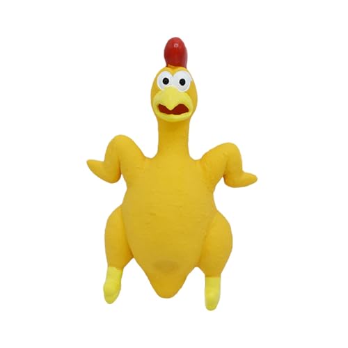 Gralara Kauspielzeug für Hunde aus Gummi mit Huhn, für Kinder und Erwachsene, Spiele im Garten, Strandspiele, süßes Huhn mit Sound, Gelb von Gralara