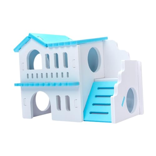 Gralara Kleintier aus Versteck mit lustigen Kletterleiterübung Spielzeug Zwei Schichten Hütte für Rennringel, Blau Weiss von Gralara