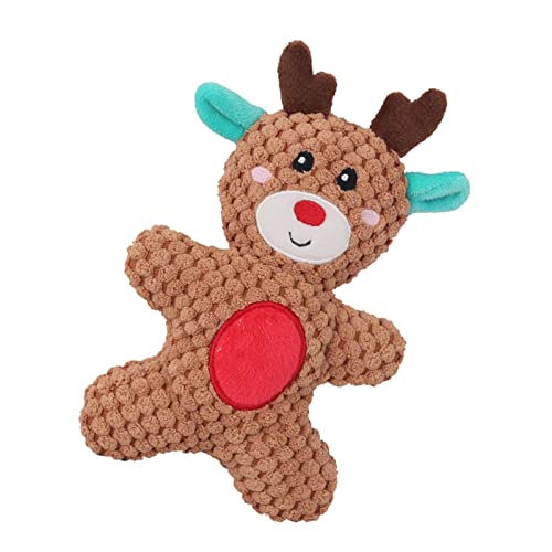 Gralara Lustiges Hunde-Spielzeug mit knisternden Ohren für winterliche Freuden, Elch von Gralara