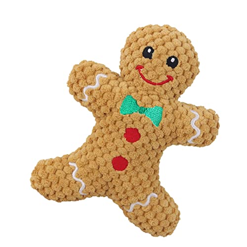 Gralara Lustiges Hunde-Spielzeug mit knisternden Ohren für winterliche Freuden, Gingerbread Man von Gralara