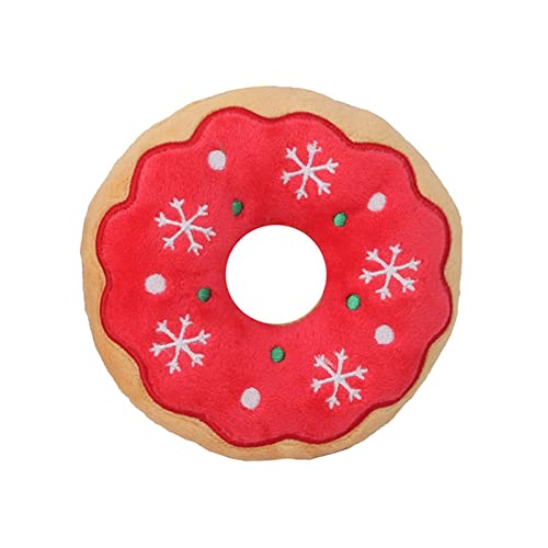 Gralara Lustiges Hunde-Spielzeug mit knisternden Ohren für winterliche Freuden, Roter Donut von Gralara
