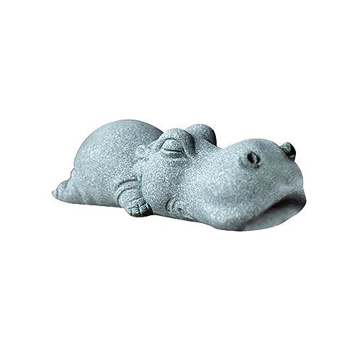 Gralara Mini Tierskulptur Aus Stein, Miniatur Schlafhaltung, Tischdekoration, Schönes Accessoire, Kung Fu Teehaustier Modell für Die Teestube, Nilpferd von Gralara
