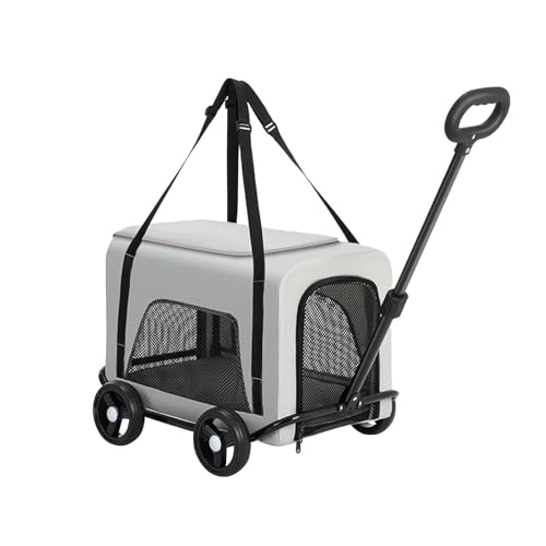 Gralara Rollbare Katzen-/Hundetragetasche, Katzentragetasche auf Rädern, Haustier-Reisetragetasche für Picknicks, grau Gralara Rollbare Katzen-/Hundetragetasche, Katzentragetasche auf Rädern, Haustier-Reisetragetasche für Picknicks, grau von Gralara