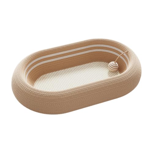 Gralara Sisalbett Katzenkratzbrett Spiel mit Ball Möbelschutz Oval Katzenkratzbrett, Braun Weiß Gralara Sisalbett Katzenkratzbrett Spiel mit Ball Möbelschutz Oval Katzenkratzbrett, Braun Weiß von Gralara