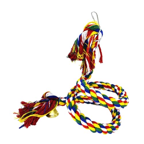 Gralara Vogel-Spiralseil-Barsch-Papageien-Kletter-Stehspielzeug, Vogelkäfig-Spielzeug mit Glocke für Turteltauben, 1M von Gralara