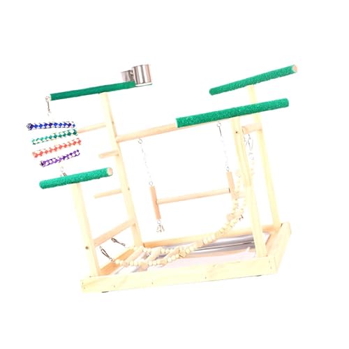 Gralara Vogelspielplatz aus Holz, Papageien-Spielständer, Kletterleiter, Mehrzweck-Kauspielzeug für Vögel, Vogelsitzstange zum Spielen für Kakadus Gralara Vogelspielplatz aus Holz, Papageien-Spielständer, Kletterleiter, Mehrzweck-Kauspielzeug für Vögel, Vogelsitzstange zum Spielen für Kakadus von Gralara