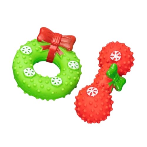 Gralara Welpen-Kauspielzeug, Hundebissspielzeug, Weihnachts-Kautrainingsspielzeug, weihnachtliches, quietschendes Hundespielzeug zum Kauen, Stil A von Gralara