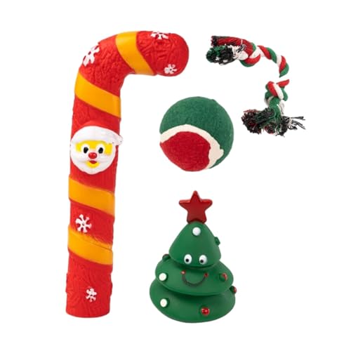 Gralara Welpen-Kauspielzeug, Hundebissspielzeug, Weihnachts-Kautrainingsspielzeug, weihnachtliches, quietschendes Hundespielzeug zum Kauen, Stil F von Gralara