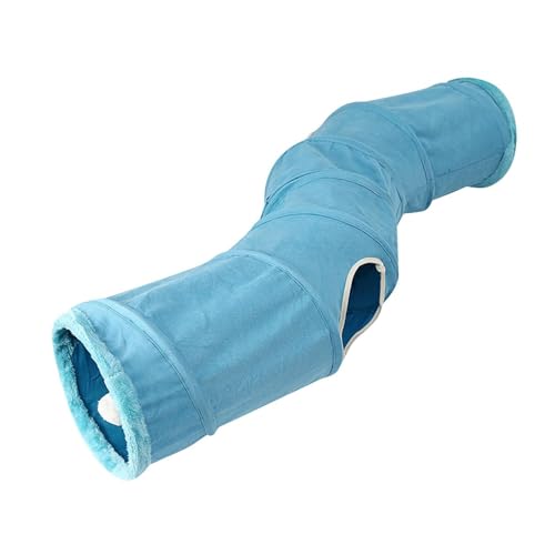 Gralara Zusammenklappbare Katzentunnelröhre, Spielröhren für Haustiere, Interaktives Spielzeug Katzenzelt mit Spielball Und Spählöchern für Kätzchen, Kätzchen, Blau Gralara Zusammenklappbare Katzentunnelröhre, Spielröhren für Haustiere, Interaktives Spielzeug Katzenzelt mit Spielball Und Spählöchern für Kätzchen, Kätzchen, Blau von Gralara
