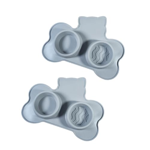 Katzen Füttern Schalen Mit Saugt Cup 2 In 1 Feeder Double Bowl Matte Silikonpolster Mit Saugt Cup Matte Silikon Silikon Haustierschalen von Gramigg