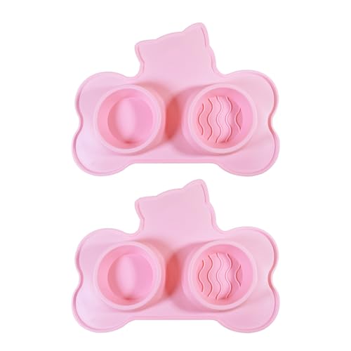 Katzen Füttern Schalen Mit Saugt Cup 2 In 1 Feeder Double Bowl Matte Silikonpolster Mit Saugt Cup Matte Silikon Silikon Haustierschalen von Gramigg