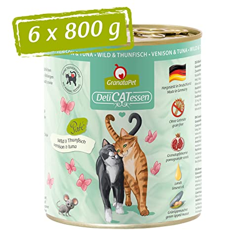 GranataPet DeliCatessen Wild & Thunfisch, Nassfutter für Katzen, Katzenfutter für Feinschmecker, Futter ohne Getreide & ohne Zuckerzusätze, 6 x 800 g von GranataPet
