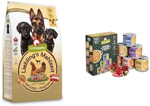 Bundle of GranataPet Liebling's Mahlzeit Geflügel Junior, 10 kg, Trockenfutter für Hunde+ GranataPet Suppenkasper Multipack, 6 x 140 g, Suppe für glückliche Hunde, Snack mit Grünlippmuschel von GranataPet