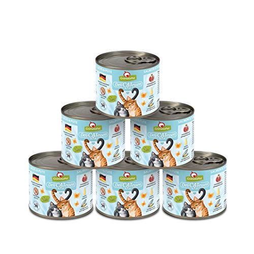 GranataPet DeliCatessen Lachs & Pute, Nassfutter für Katzen, Katzenfutter für Feinschmecker, Futter ohne Getreide & ohne Zuckerzusätze, 6 x 200 g von GranataPet