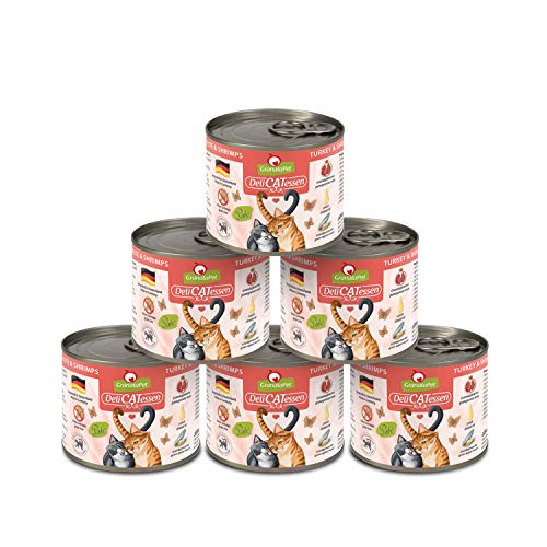 GranataPet DeliCatessen Pute & Shrimps, Nassfutter für Katzen, Katzenfutter für Feinschmecker, Futter ohne Getreide & ohne Zuckerzusätze, 6 x 200 g von GranataPet