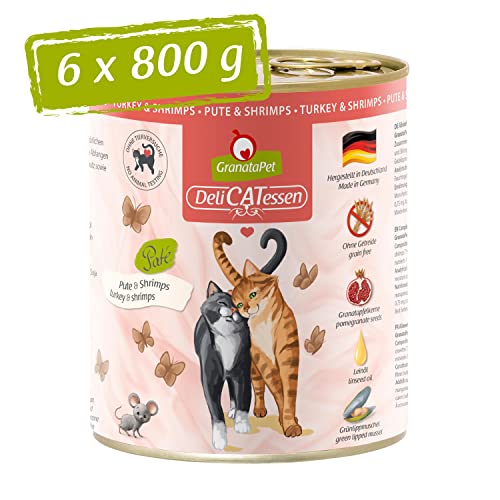 GranataPet DeliCatessen Pute & Shrimps, Nassfutter für Katzen, Katzenfutter für Feinschmecker, Futter ohne Getreide & ohne Zuckerzusätze, 6 x 800 g GranataPet DeliCatessen Pute & Shrimps, Nassfutter für Katzen, Katzenfutter für Feinschmecker, Futter ohne Getreide & ohne Zuckerzusätze, 6 x 800 g von GranataPet