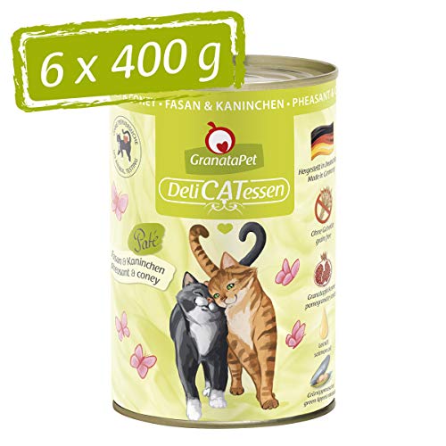 GranataPet Delicatessen Fasan & Kaninchen, 6 x 400 g, Nassfutter für Katzen, Katzenfutter für Feinschmecker, Futter ohne Getreide & ohne Zuckerzusätze von GranataPet
