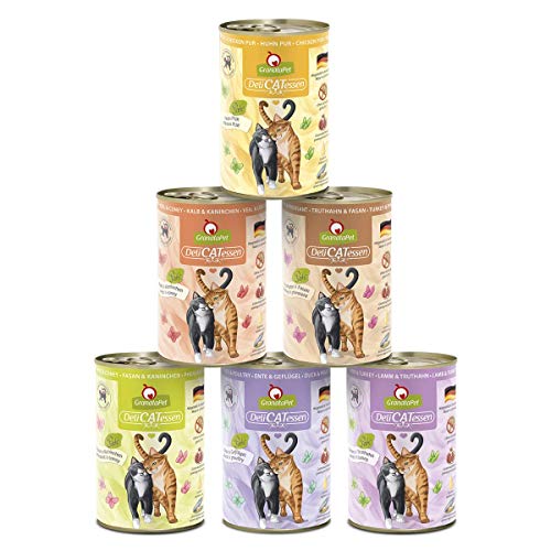 GranataPet DeliCatessen Multipack 3 ohne Fisch, Nassfutter für Katzen im Probierpaket, Alleinfuttermittel ohne Getreide, Katzenfutter mit hohem Fleischanteil & hochwertigen Ölen, 6 x 400 g von GranataPet