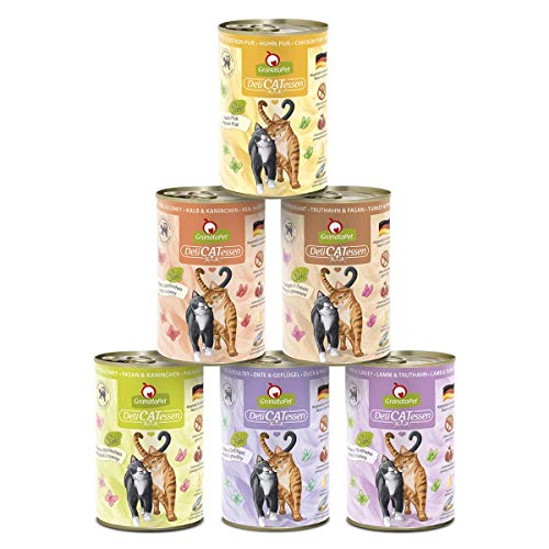 GranataPet Delicatessen Multipack ohne Fisch, 6 x 400g, Nassfutter für Katzen im Probierpaket, Alleinfuttermittel ohne Getreide, Katzenfutter mit hohem Fleischanteil & hochwertigen Ölen von GranataPet