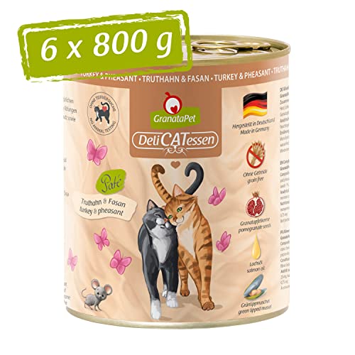GranataPet DeliCatessen Truthahn & Fasan, Nassfutter für Katzen, Katzenfutter für Feinschmecker, Futter ohne Getreide & ohne Zuckerzusätze, 6 x 800 g GranataPet DeliCatessen Truthahn & Fasan, Nassfutter für Katzen, Katzenfutter für Feinschmecker, Futter ohne Getreide & ohne Zuckerzusätze, 6 x 800 g von GranataPet