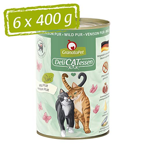 GranataPet DeliCatessen Wild PUR, Nassfutter für Katzen, Futter ohne Getreide & ohne Zuckerzusätze, Katzenfutter mit hohem Fleischanteil & hochwertigen Ölen, 6 x 400 g von GranataPet