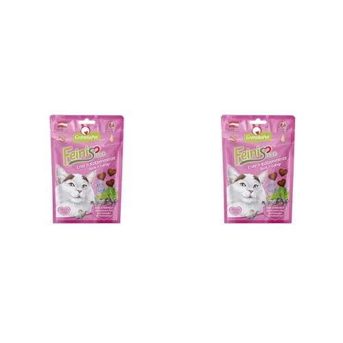 GranataPet FeiniSnack Ente & Katzenminze, 50 g, Leckerchen für Katzen, bekömmlicher Katzensnack, Katzenleckerli ohne Getreide & Zuckerzusätze, Belohnung für verspielte Samtpfoten (Packung mit 2) von GranataPet