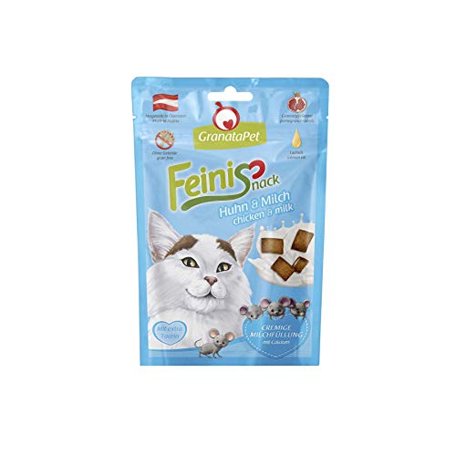 GranataPet FeiniSnack Huhn & Milch, Leckerchen für Katzen, bekömmlicher Katzensnack, Katzenleckerli ohne Getreide & Zuckerzusätze, Belohnung für verspielte Samtpfoten, 50 g von GranataPet