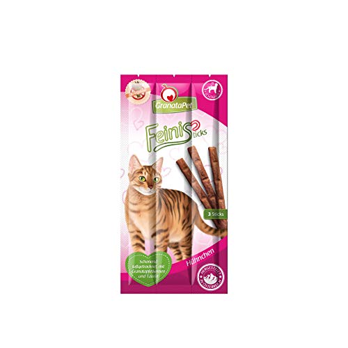GranataPet FeiniSticks Hühnchen, Leckerchen für Katzen, bekömmlicher Katzensnack, Katzenleckerli ohne Getreide & Zuckerzusätze, Belohnung für verspielte Samtpfoten, 3 Sticks von GranataPet