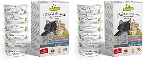 GranataPet Filet à la Carte Multipack, Nassfutter für Katzen im Probierpaket, Filet-Stückchen ohne Getreide, Katzenfutter ohne Zuckerzusatz, hoher Fleischanteil, 6 x 85 g (Packung mit 2) von GranataPet