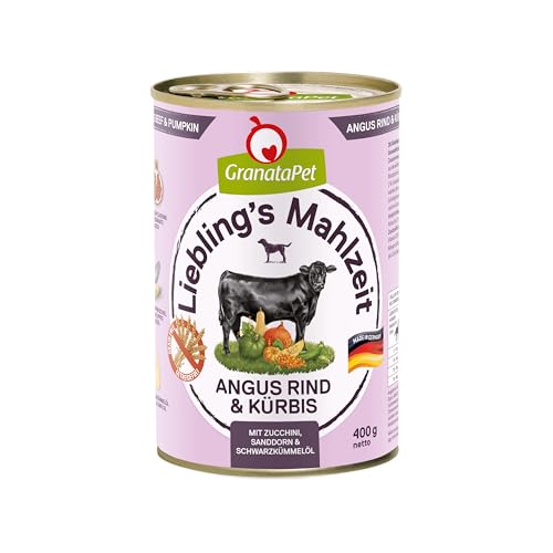 GranataPet Liebling's Mahlzeit Angus Rind & Kürbis, 6 x 400 g, Nassfutter für Hunde, Hundefutter ohne Getreide & ohne Zuckerzusätze, Alleinfuttermittel mit hohem Fleischanteil & hochwertigen Ölen von GranataPet