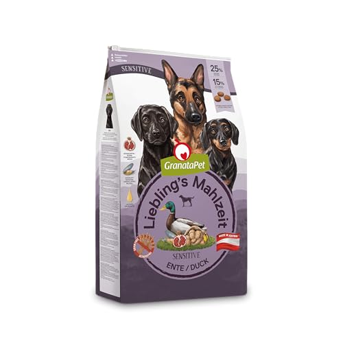 GranataPet Liebling's Mahlzeit Ente Sensitive, 10 kg, Trockenfutter für Hunde, Hundefutter ohne Getreide & ohne Zuckerzusätze, Alleinfuttermittel von GranataPet