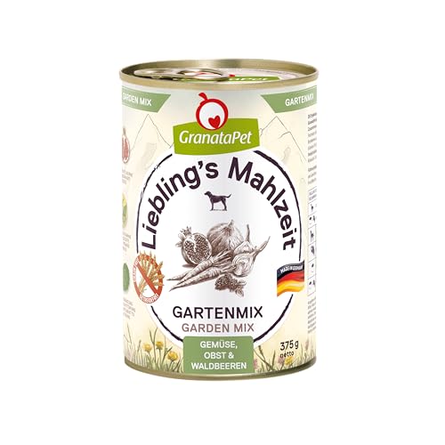 GranataPet Liebling's Mahlzeit Gartenmix PUR, 6 x 375 g, Ergänzungsfuttermittel für Hunde, Hundefutter ohne Getreide, Alleinfuttermittel mit hohem Fleischanteil & hochwertigen Ölen von GranataPet