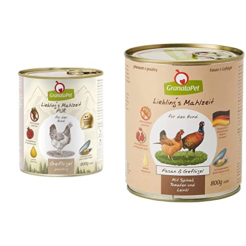GranataPet Liebling's Mahlzeit Geflügel PUR, Nassfutter für Hunde, Hundefutter ohne Getreide & Zuckerzusätze, 6 x 800 g & Liebling's Mahlzeit Fasan & Geflügel, Nassfutter für Hunde, 6 x 800 g GranataPet Liebling's Mahlzeit Geflügel PUR, Nassfutter für Hunde, Hundefutter ohne Getreide & Zuckerzusätze, 6 x 800 g & Liebling's Mahlzeit Fasan & Geflügel, Nassfutter für Hunde, 6 x 800 g von GranataPet