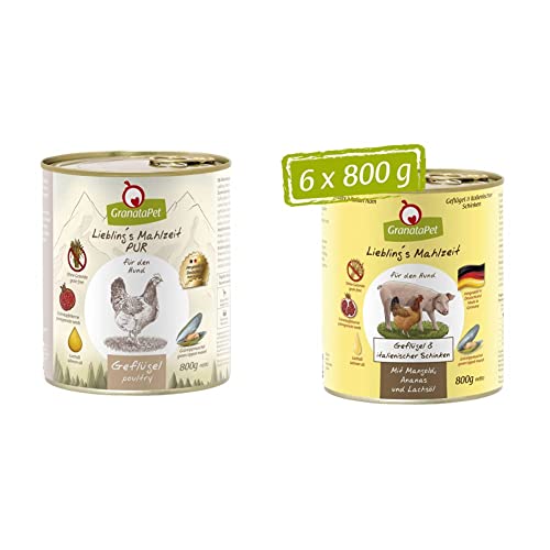 GranataPet Liebling's Mahlzeit Geflügel PUR, Nassfutter für Hunde, ohne Getreide & Zuckerzusätze, 6 x 800 g & Liebling's Mahlzeit Geflügel & Italienischer Schinken, Nassfutter für Hunde, 6 x 800 g GranataPet Liebling's Mahlzeit Geflügel PUR, Nassfutter für Hunde, ohne Getreide & Zuckerzusätze, 6 x 800 g & Liebling's Mahlzeit Geflügel & Italienischer Schinken, Nassfutter für Hunde, 6 x 800 g von GranataPet