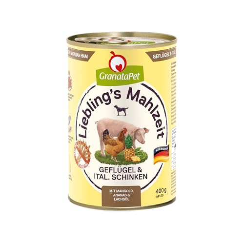 GranataPet Liebling's Mahlzeit Geflügel & Italienischer Schinken, 6 x 400 g, Nassfutter für Hunde, Hundefutter ohne Getreide & ohne Zuckerzusätze, Alleinfuttermittel von GranataPet