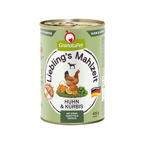 GranataPet Liebling's Mahlzeit Huhn & Kürbis, 6 x 400 g, Nassfutter für Hunde, Hundefutter ohne Getreide & ohne Zuckerzusätze, Alleinfuttermittel mit hohem Fleischanteil & hochwertigen Ölen von GranataPet