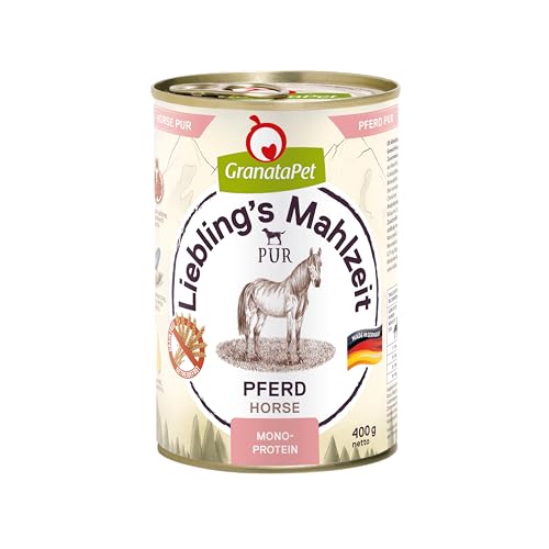 GranataPet Liebling's Mahlzeit Pferd PUR, 6 x 400 g, Nassfutter für Hunde, Hundefutter ohne Getreide & Zuckerzusätze, Alleinfuttermittel mit hohem Fleischanteil & hochwertigen Ölen von GranataPet